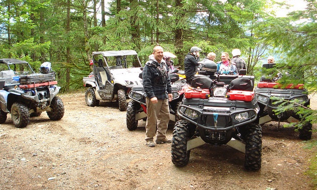 A group of ATVers from the LMATV club stopped along the trail while on a day ride to North Cheebalis Lake, near Harrison Lake area. 