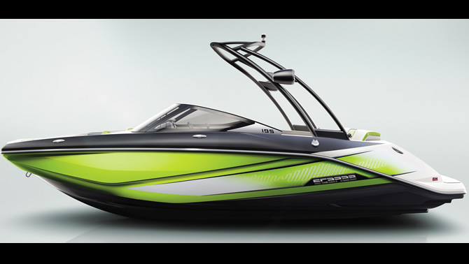 Picture of BRP Scarab jet boat. 