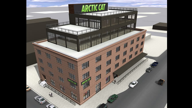 An artist's rendition of the new Arctic Cat building in Minneapolis. 