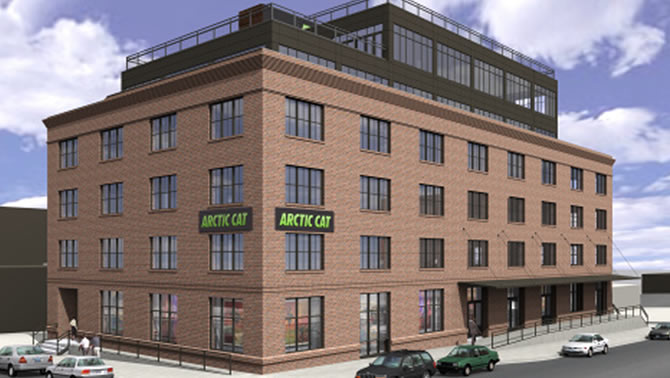 An artist's rendition of the new Arctic Cat building in Minneapolis. 