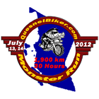 The patch for the monster ride shows a biker against a blue map of BC.