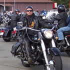 A collection of bikers gather for the Port Alberni Toy Run.