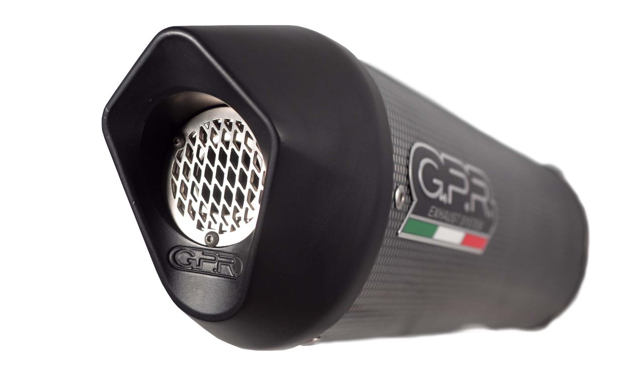 A gray and black GPR exhaust. 