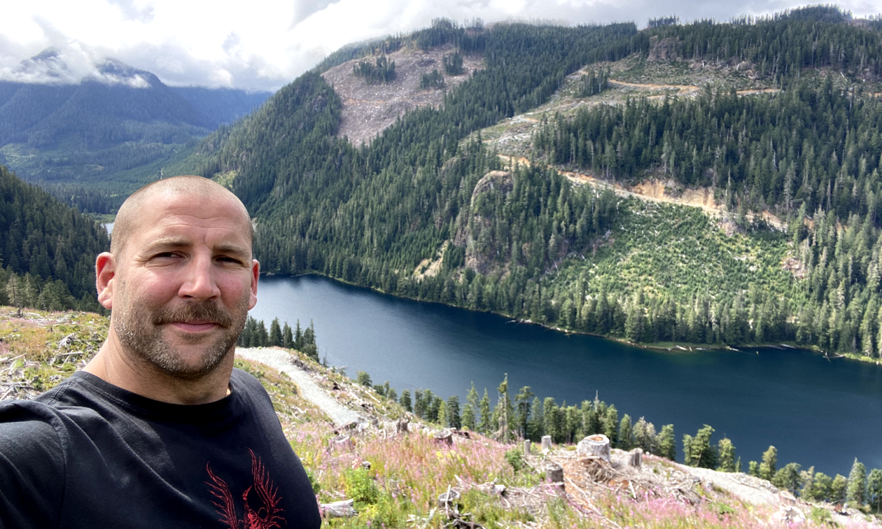 Al McBeth takes a selfie on a mountain on Vancouver Island. 