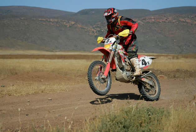A motorcycle rider in the Baja 500 race. 