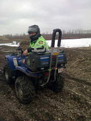 Officer Mark Elwood, OHV Officer / Community Patrol Officer, hard at work with a Quadbar on his ATV.