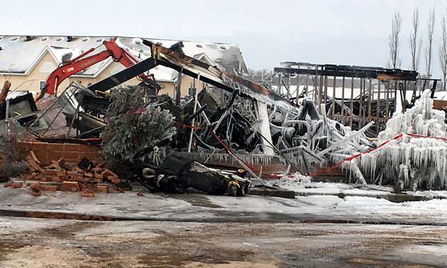 A pile of burnt rubble that was BOS Motorsports. 