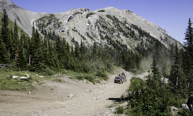 Quadding in the Castle area of Crowsnest Pass, Alberta. 