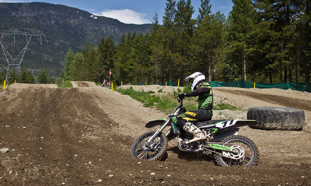 A rider rounding one of the corners at the Green River MX Track. 