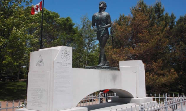 Memorial statue for Terry Fox. 