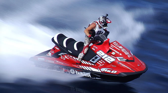 Mike Klippenstein racing on a personal watercraft. 