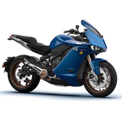 A blue Zero SR/S motorcycle. 