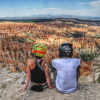 Kevin Chow sits beside his girlfriend, Claire Newbolt, in Bryce Canyon in Utah.