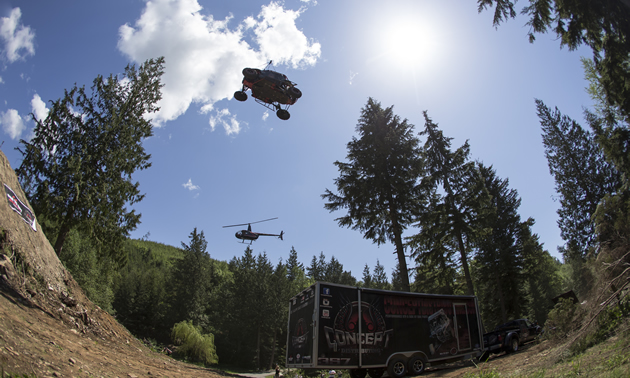 Al McBeth and Concept Distributing flying 198 feet through the air on a Polaris RZR side by side. 