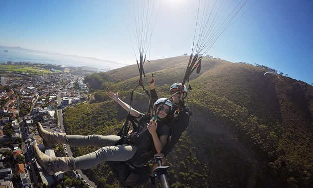 Rosie Gabrielle paragliding in Cape Town. 
