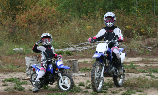 (L to R) Chloe and Avery MacLeod are the daughters of High Level Motocross Association president Chris MacLeod.