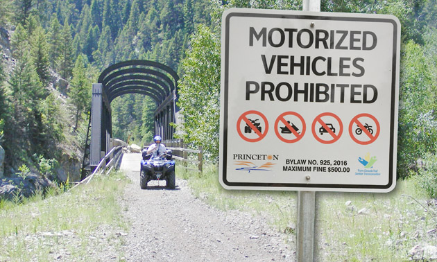 A sign prohibiting motorized vehicles 