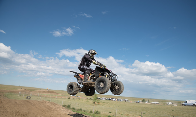 Jason Stapleton rides over a jump