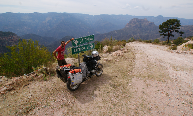 Kevin Chow takes in the sights on the road between Batopilas and Urique, Mexico.