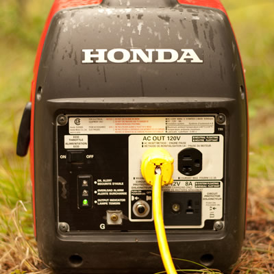 Close-up of Honda generator