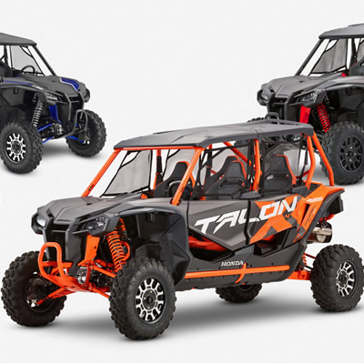 The Honda Talon 1000X-4 and Talon 1000X-4 FOX Live Valve, both four-seat sport side-by-side models, will be added to the growing Talon family of ATVs. 