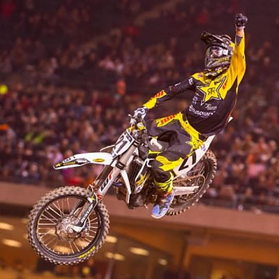 Jason Anderson flying high on his Huqvarna at Anaheim. 