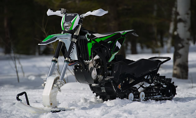 The new Arctic Cat SVX 450 snow bike. 