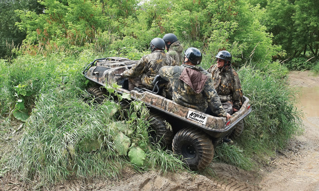 A group of hunters in a 2015 Argo.