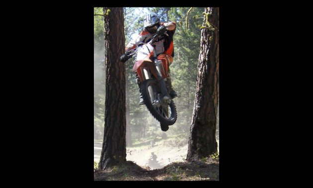 With a four-foot vertical take-off between two fir trees, there wasn't much room for error. 