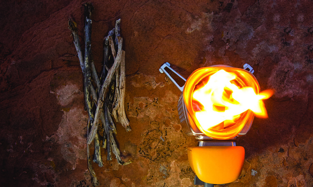 Biolite stoves burn biomass: sticks, wood chips, pinecones and, in a pinch, cow-patties. Photo courtesy Biolite
