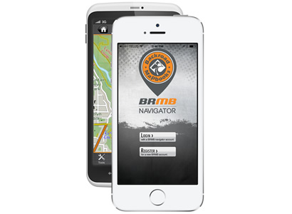 An iPhone with the BRMB Navigator app. 