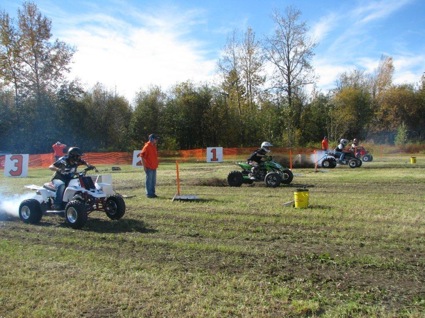 ATVs' racing off a start line