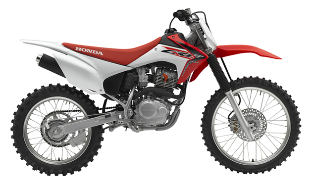 red and white 2016 CRF230F play bike from Honda.