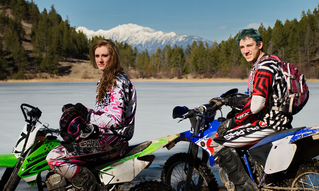 People riding dirt bikes in Cranbrook, BC