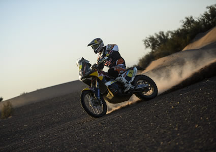 Marc Coma on KTM in Dakar Rally. 