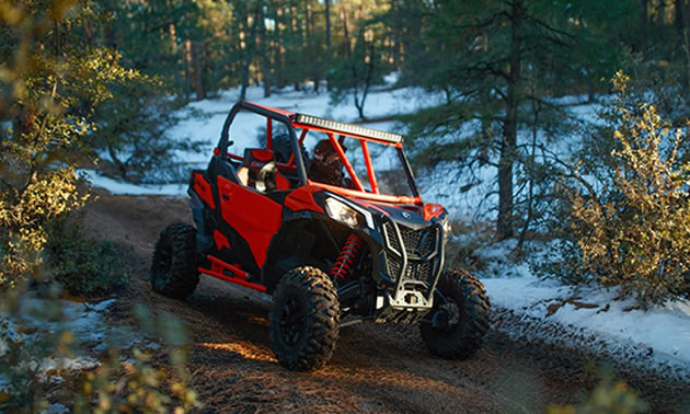 The 2019 Can-Am Maverick Sport family of high-performance side-by-side vehicles offers exceptional handling and control.