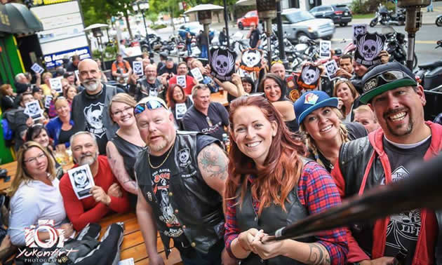 A group of biker's gathered in calgary for OBB's bike night. 
