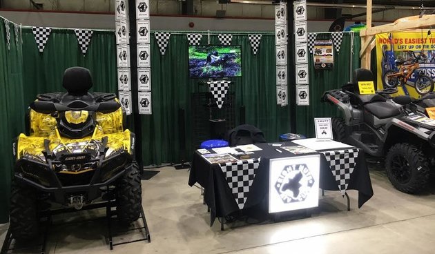 The Right Nuts ATV Club's display booth at the 2017 Cloverdale Hunting and Fishing show in Surrey, B.C.