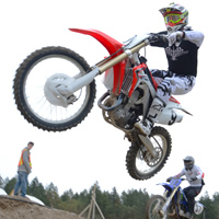 Motocross rider in the air. 