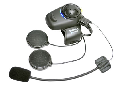 Photo of a black headset device with microphone and speakers. 