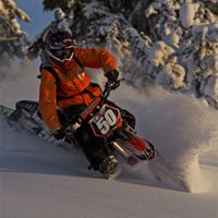 Chris Harper on a snowbike 