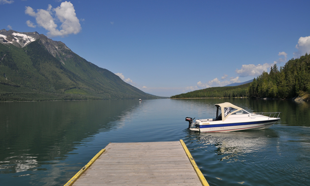 Boating on Kinbasket Lake near Valemount, B.C. 